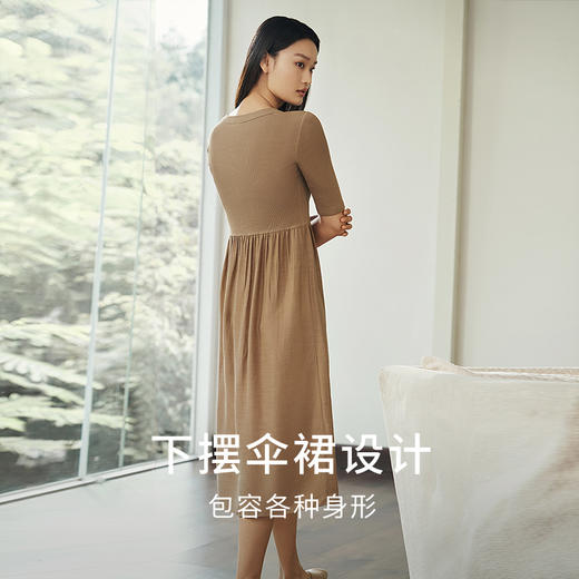【露出天鹅颈】金三塔桑蚕丝睡裙女舒爽不易皱简约可外穿睡衣家居服  YZFEB303 商品图3
