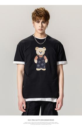 PINLI品立2024春季新款男士体恤圆领印花短袖T恤潮牌BG231111014