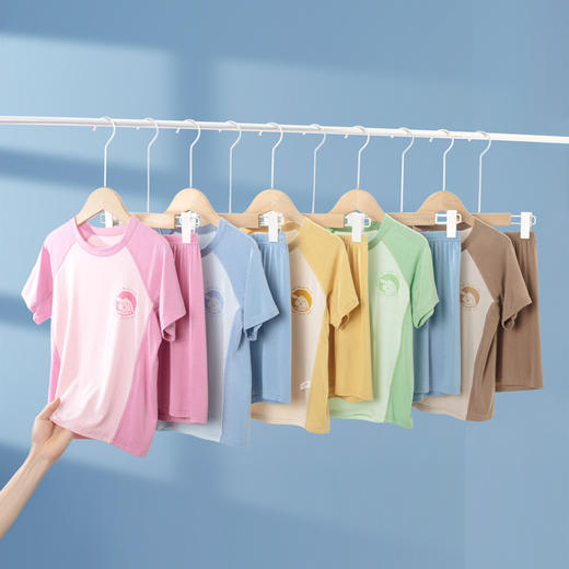 夏季莫代尔儿童家居服男女中小童短袖冰丝睡衣空调服长裤亲子套装 商品图3