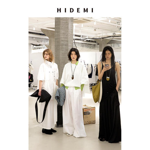 HIDEMI 极简圆领廓形设计感廓形袖白色衬衫 商品图2