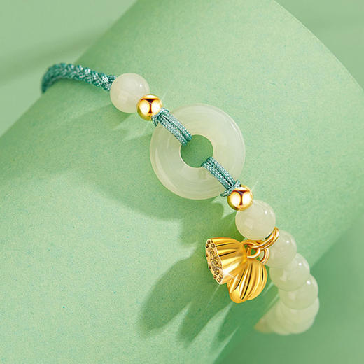 【经典】和田玉莲蓬平安扣编织手绳 商品图2