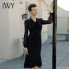 IWY/设计感轻奢黑色礼服裙女春夏高级感气质显瘦鱼尾连衣裙Q1055 商品缩略图2