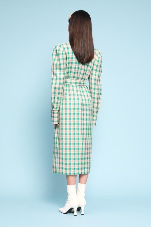 Le Malene 彩色纽扣装饰格纹长风衣 11155 商品图2