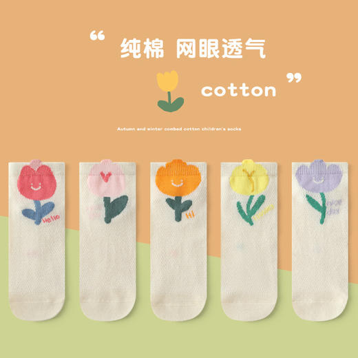 【五双装！纯棉网眼童袜】儿童袜子春夏季网眼薄款棉男女童可爱中筒短袜 商品图3