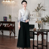 新中式中国风，禅意水墨V领旗袍雪纺上衣两件套HH-9973 商品缩略图3