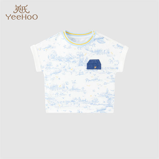 英氏-童衣类（夏）H4英针圆领短套衣英氏白100CM 商品图0