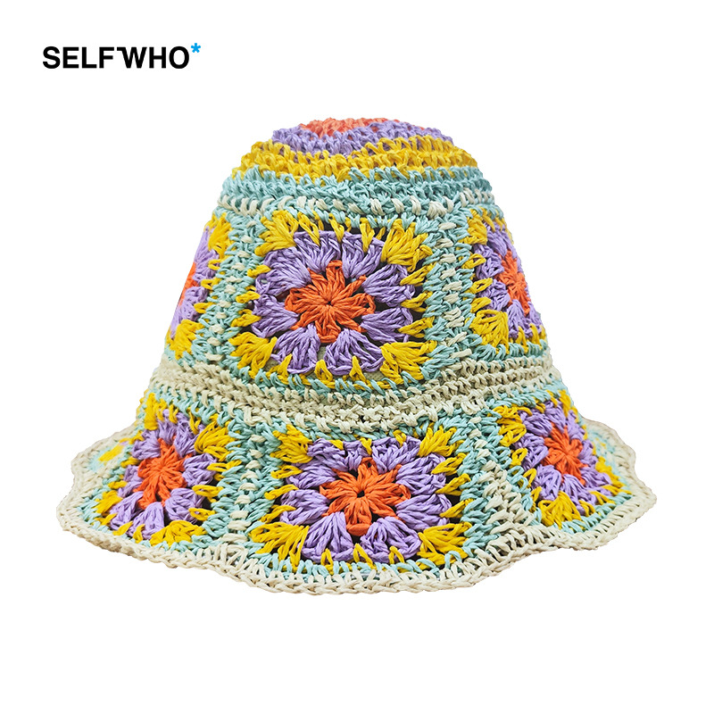 SELFWHO拉菲草帽女2024新款夏季西米亚风海边度假大头围防晒帽子