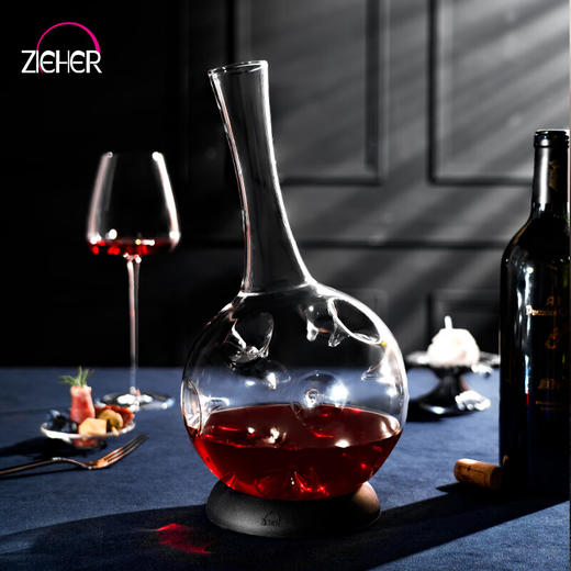 ZIEHER德国进口手工水晶玻璃高档红酒杯白葡萄杯香槟杯甜烈酒杯醒酒器 750mlEDDY湍流醒酒器（1只） 商品图7