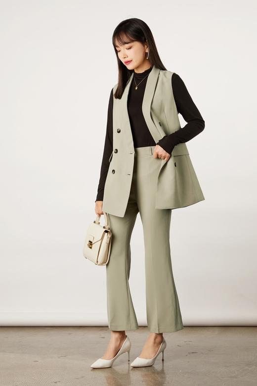 ESTELLICA 绿色直筒西装长裤 11157 商品图1