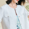 剩S/L/XL/XXL 米思阳2025夏季新款小香风简约通勤短外套百搭花边袖肌理上衣0504 商品缩略图4