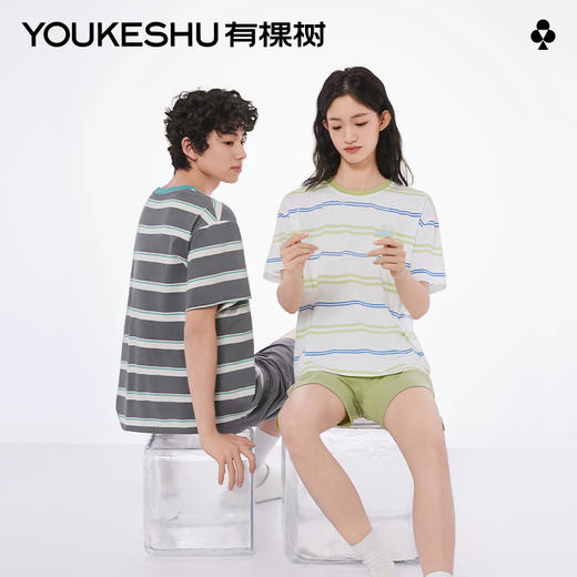 有棵树夏季莫代尔凉感抗菌情侣短袖家居服-KS0018 商品图0