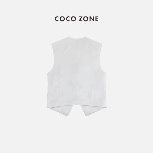 COCO ZONE2024春夏装无袖新中式国风盘扣V领提花马夹CC1A0446 商品图1