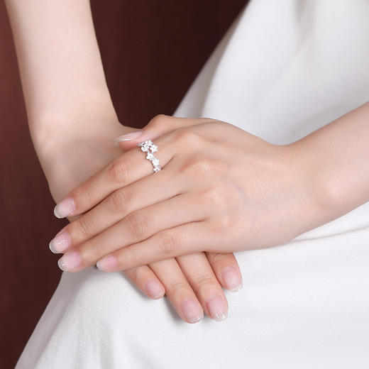 【百花飘雪】S999银足银镀金气质花朵戒指【CW-JZ06477】 商品图3