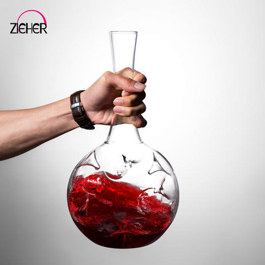 ZIEHER德国进口手工水晶玻璃高档红酒杯白葡萄杯香槟杯甜烈酒杯醒酒器 750mlEDDY湍流醒酒器（1只） 商品图5