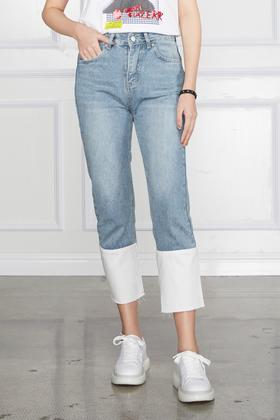 HAYES 白色撞色水洗牛仔裤 11122