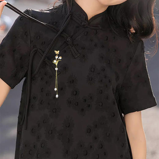 淡水珍珠含苞花卉，刺马针花中君子兰花蝴蝶长流苏胸花AM-TS01736 商品图1