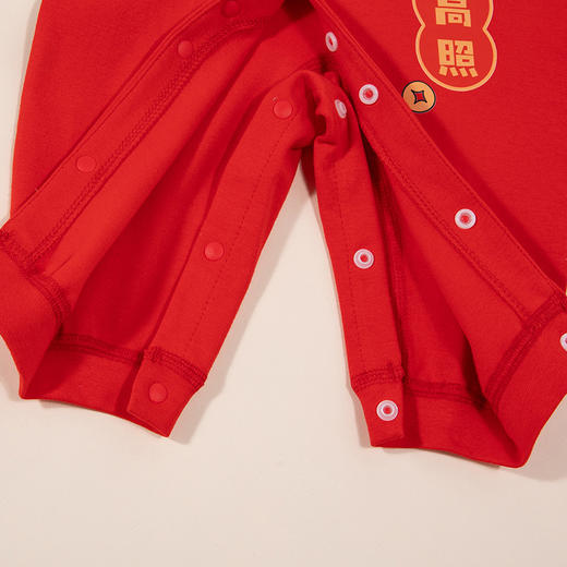 贝贝怡宝宝满月服四季喜庆哈衣百天红色打底睡衣春秋季新生儿爬服连体衣ZB1DL014 商品图5