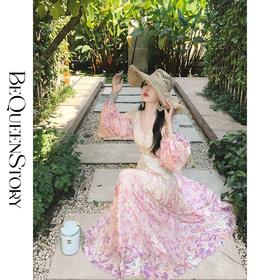 余潇潇【天外飞仙】轻奢重工珠粒刺绣挖腰性感V领收腰连衣裙