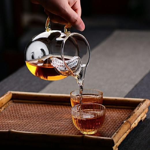 益思泉丨 红绿白月牙 带过滤 玻璃公道杯 茶海 茶具 高硼硅玻璃 耐热加厚 350ml 可电陶炉加热  商品图3