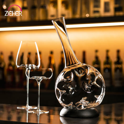 ZIEHER德国进口手工水晶玻璃高档红酒杯白葡萄杯香槟杯甜烈酒杯醒酒器 750mlEDDY湍流醒酒器（1只） 商品图3