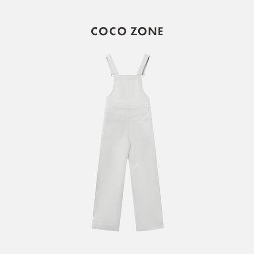 COCO ZONE”灰白背带裤“100棉时尚百搭显瘦背带裤肩带调节设计阔腿裤24C10148 商品图1