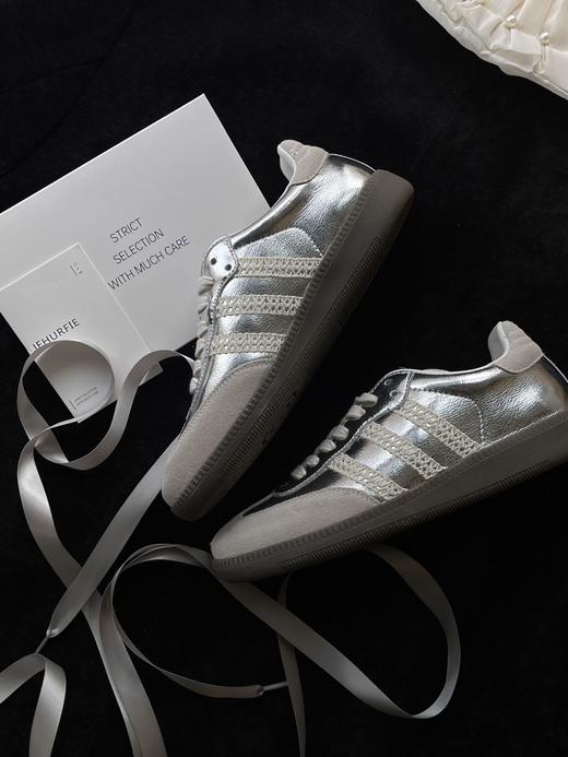 牛皮+羊皮，真皮德训鞋！纪华菲年新款银蕾丝德训鞋+送绸缎鞋带，两种不同穿法！ 商品图4