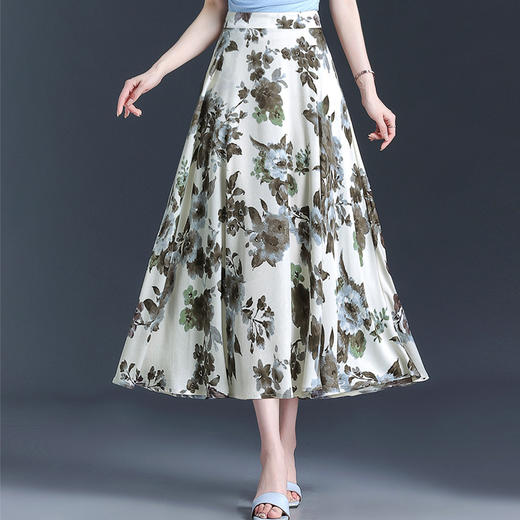 国风印花大摆裙，长款松紧腰A字半身裙MYX-JY-6788-L 商品图1