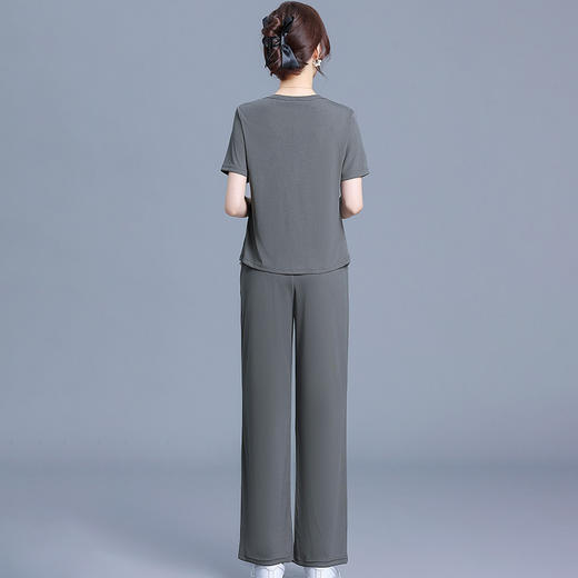 KED-Q435-Y时尚短袖休闲套装女夏季新款圆领T恤衫阔腿裤运动服两件套 商品图2