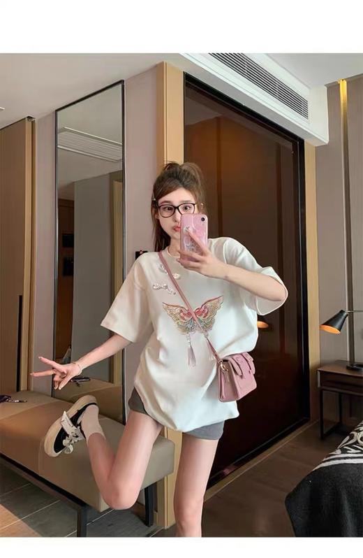 【限时价】喜出100%棉-04国风盘扣+蝴蝶 印花情侣T恤 商品图4