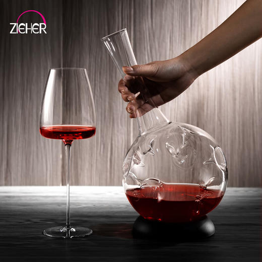 ZIEHER德国进口手工水晶玻璃高档红酒杯白葡萄杯香槟杯甜烈酒杯醒酒器 750mlEDDY湍流醒酒器（1只） 商品图2