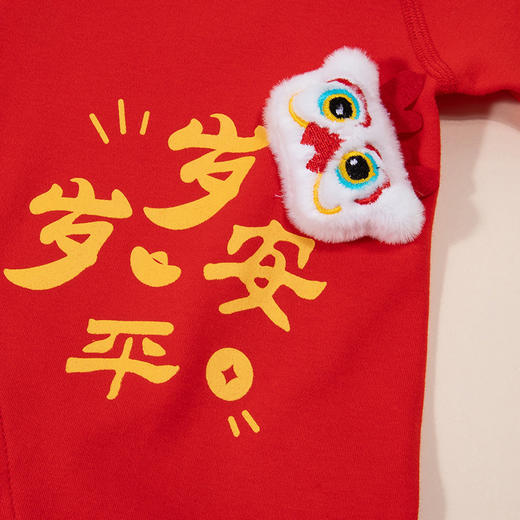 贝贝怡宝宝满月服四季喜庆哈衣百天红色打底睡衣春秋季新生儿爬服连体衣ZB1DL014 商品图9
