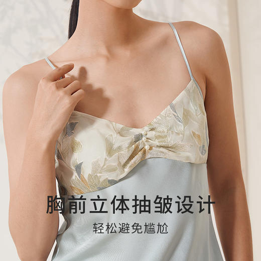 【蚕丝剪花绡】真丝睡衣女100%桑蚕丝吊带短裤衣裤套家居服金三塔  YSFEB401 商品图1