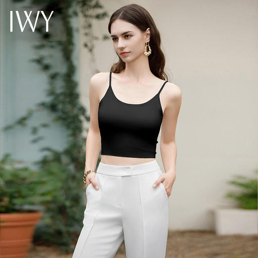 IWY/黑色吊带背心女内搭夏季修身美背无袖配西装配衬衫均码打底B2302-B 商品图1