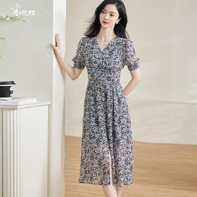 剩S/M/L/XL 米思阳2025夏季新款知性优雅气质连衣裙碎花设计泡泡袖A字裙1032