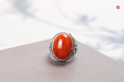 南红戒指【璟言】，925银镶 商品图0