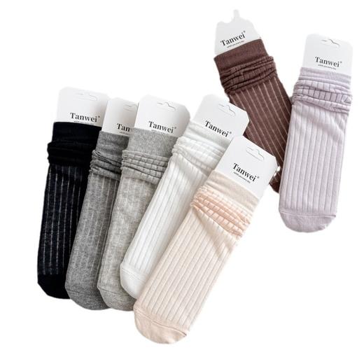 「19.9元到手3双！芭蕾风堆堆袜」芭蕾风白色堆堆袜子 女中筒袜ins潮竖条纯色jk学院风春夏薄款长袜配饰 商品图4