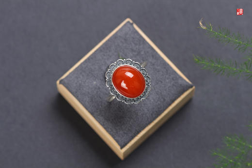 南红保山冰红戒指【佳宁】，925银镶 商品图3