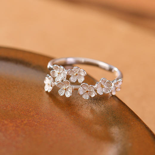 【百花飘雪】S999银足银镀金气质花朵戒指【CW-JZ06477】 商品图2