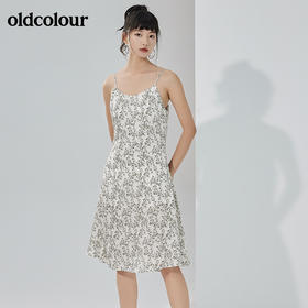 oldcolour2022夏季新品碎花吊带连衣裙