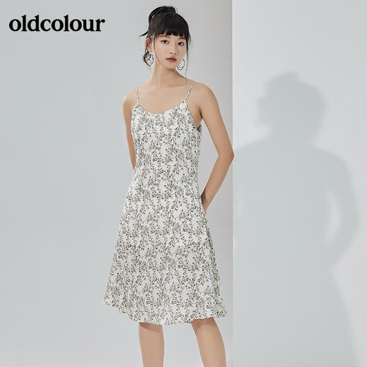 oldcolour2022夏季新品碎花吊带连衣裙 商品图0