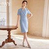 IWY/天蓝色西装连衣裙短袖美容院高级感主持人服装气质职业装ol裙24Q520 商品缩略图4
