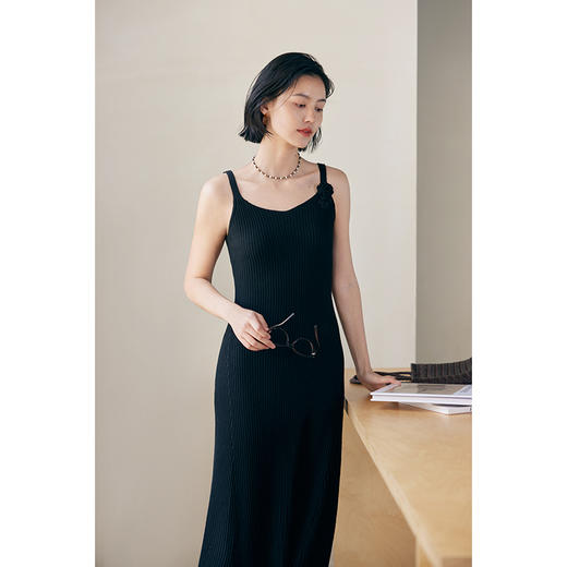 HeyDress法式针织吊带裙女夏季钩花绑带设计感修身垂感a字连衣裙 商品图2