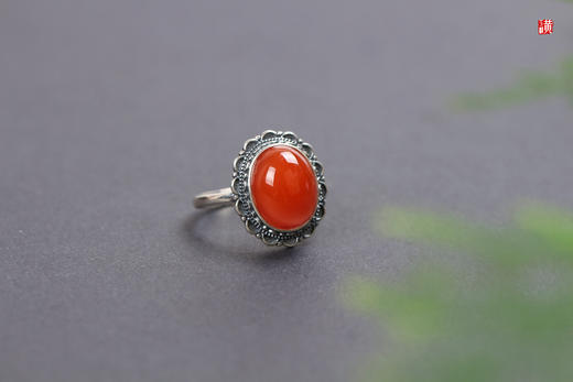 南红保山冰红戒指【佳宁】，925银镶 商品图2