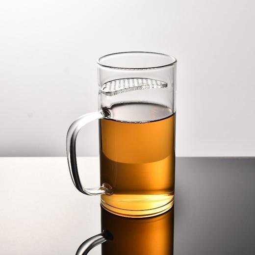 益思泉丨月牙玻璃杯 透明直筒带过滤 玻璃茶杯 高硼硅耐热玻璃 300ml 绿茶、花茶杯 商品图3