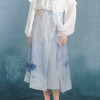 两三事湿露像素2024夏季新款复古油画印花布拼接A字半身裙长裙 商品缩略图2