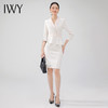IWY/杏色西装连衣裙七分袖工装裙美容院工装主持人高端ol商务裙子23Q472 商品缩略图2