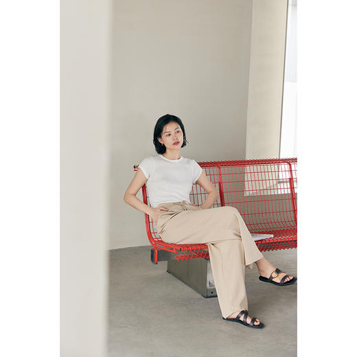 HeyDress针织正肩t恤女夏季绵羊毛圆领修身百搭半袖高级短袖上衣 商品图1