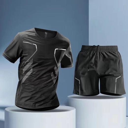 TZF-冰丝运动套装男跑步速干衣短袖夏季薄款健身服休闲篮球训练服装备 商品图2
