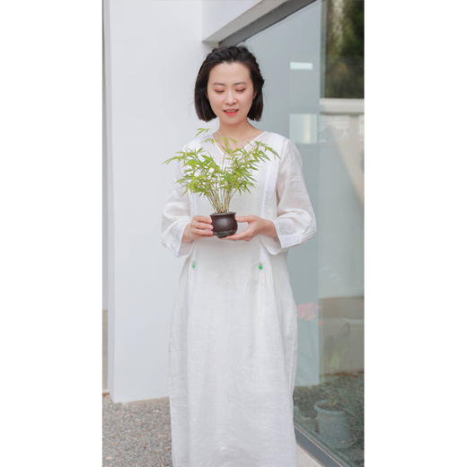 【线上专属】连衣裙（23707353-苎麻纱白） 商品图0