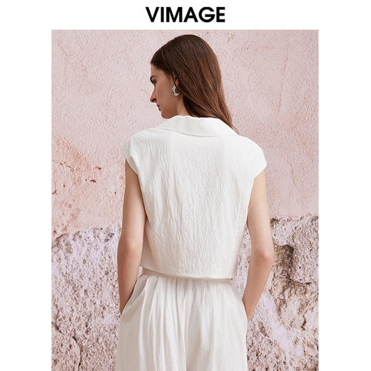 VIMAGE纬漫纪夏季新款扭结设计气质高级感显瘦上衣V2113734 商品图5